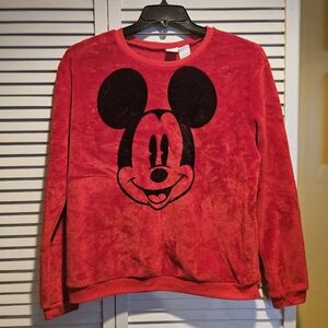Disney Womans Size L (11-13)‎ Fuzzy Red Long Sleeve Top